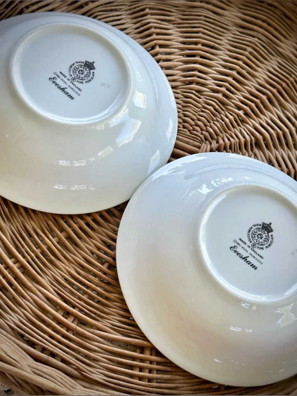 2 Vintage Royal Worcester Evesham Oranges Cereal Bowls Set England Gold Trim